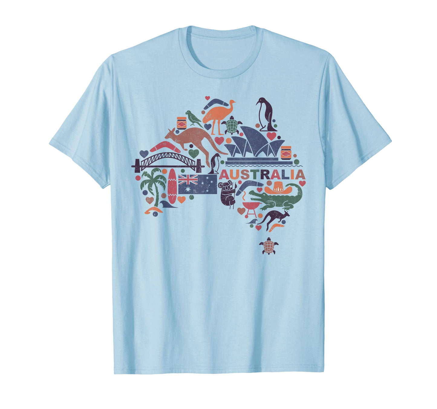 Travel Australia Map Sydney Australian Vacation Souvenir Tee T-Shirt
