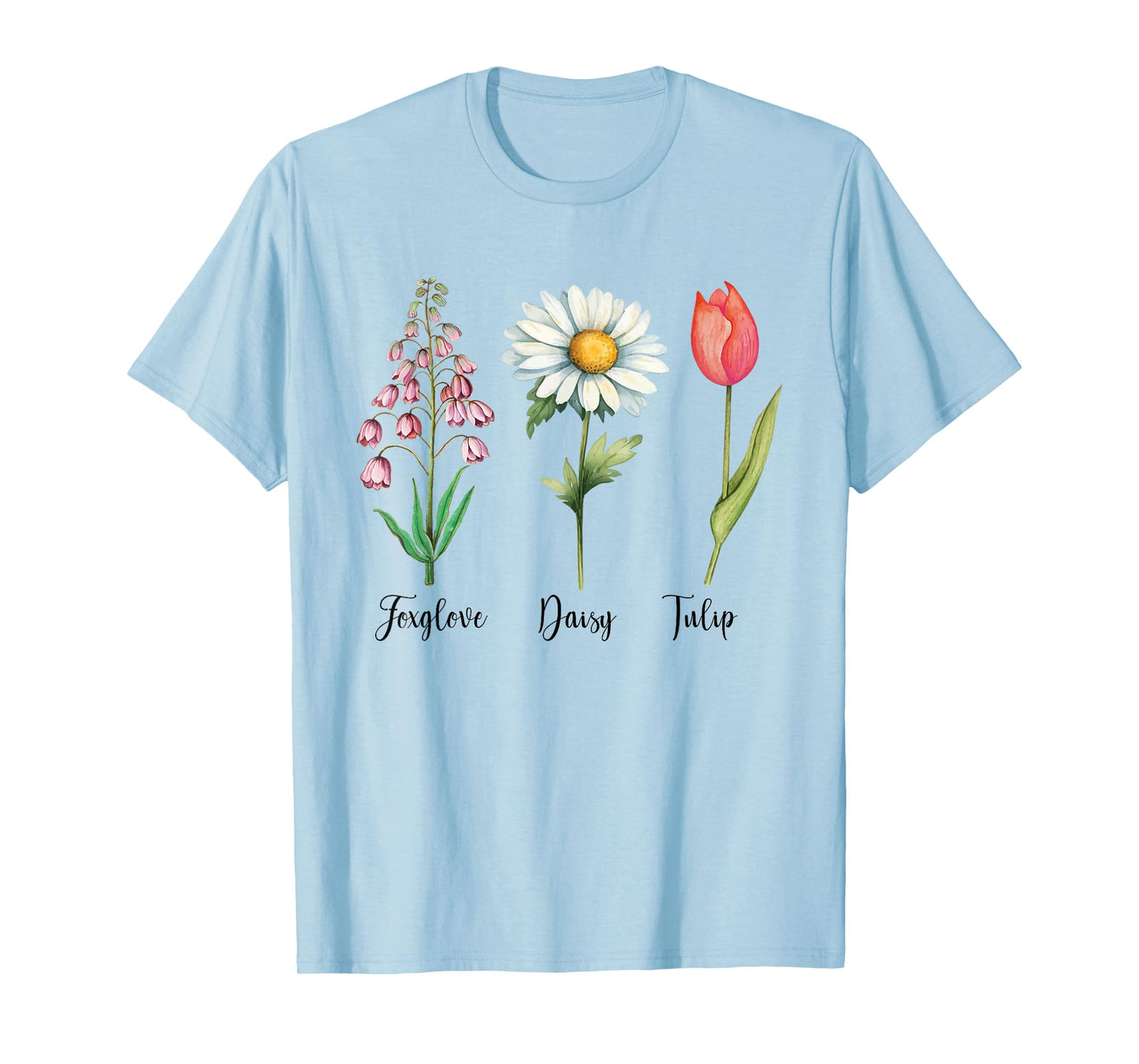 Vintage Floral Plant Foxglove Daisy Tulip Flowers Mom Women T-Shirt