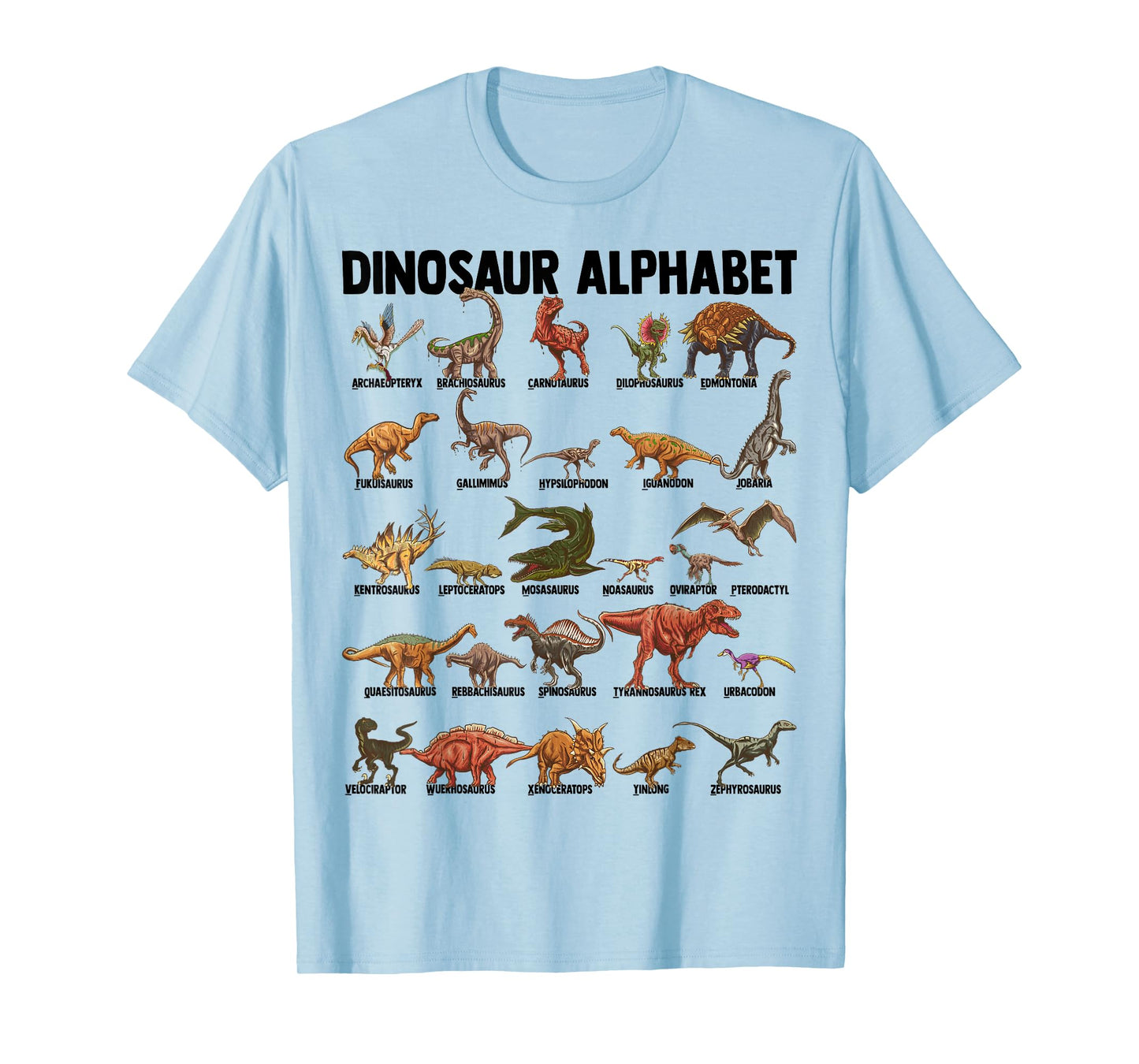 Dinosaur Alphabet - Dino Types Identification - A-Z ABC T-Shirt