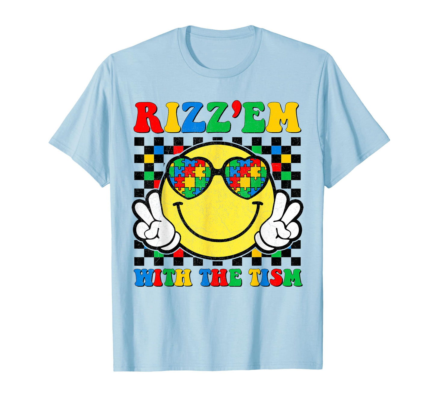 Rizz Em With The Tism Funny Autism Awareness Boys Girls Kids T-Shirt