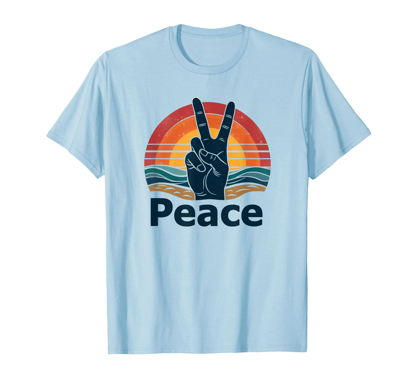 Retro Peace Sign Vintage 70s Hippie Sunrise Bohemian Peace T-Shirt