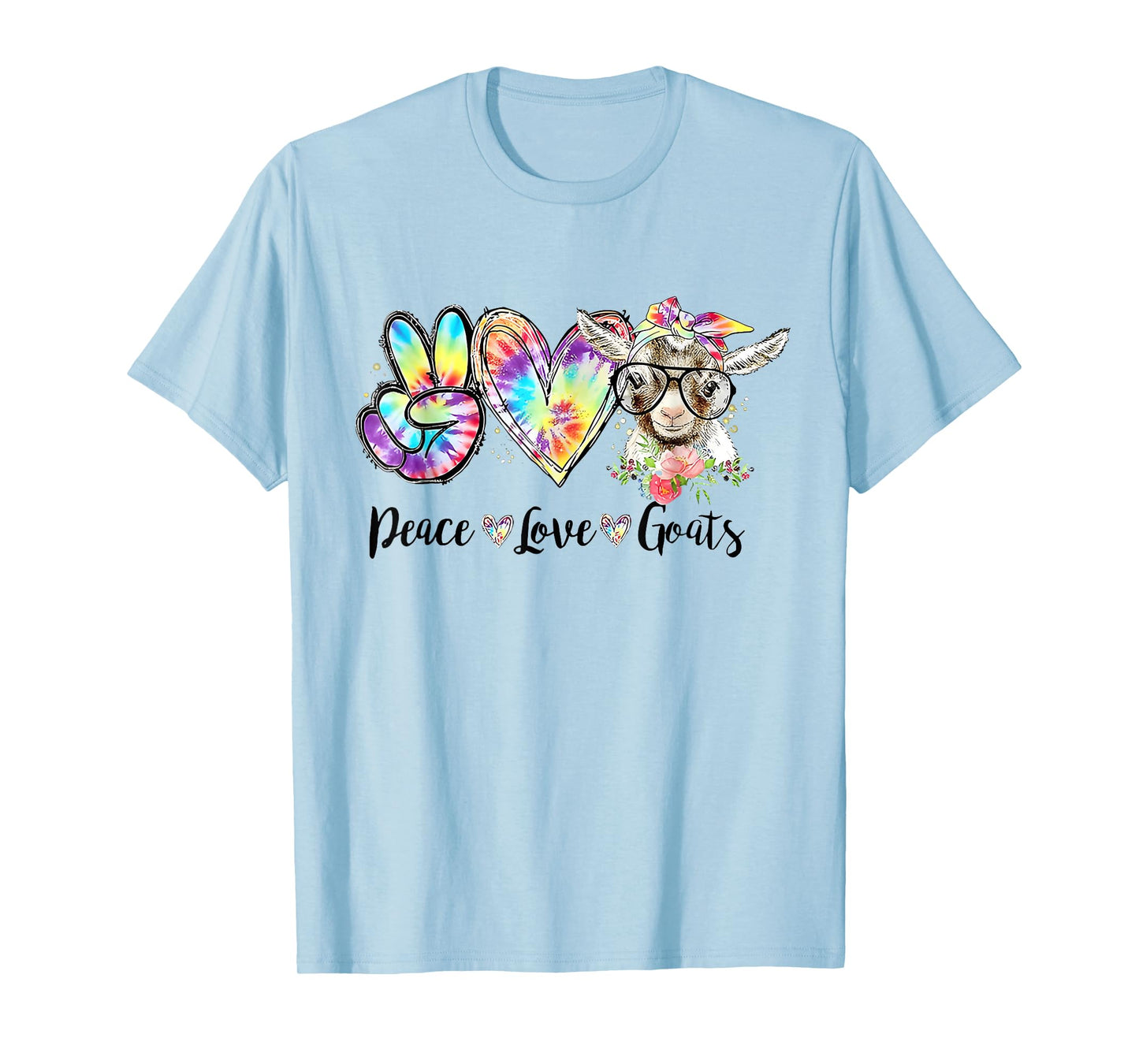Tie Dye Peace Love Goats Farm Girl Goat Lover Funny T-Shirt