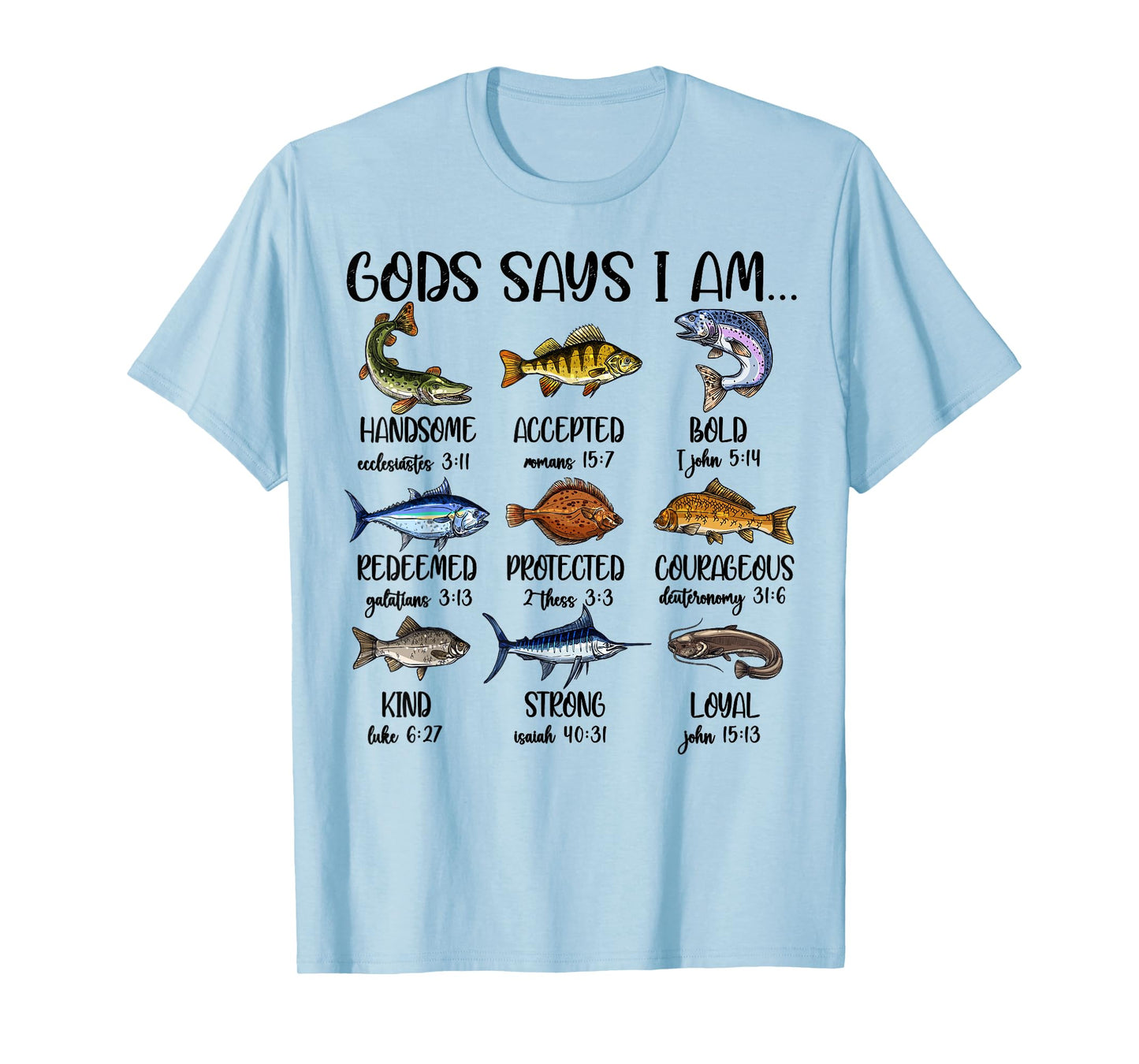 Boys God Says I Am Bass Fishing Christian Boy Fishing Jesus T-Shirt
