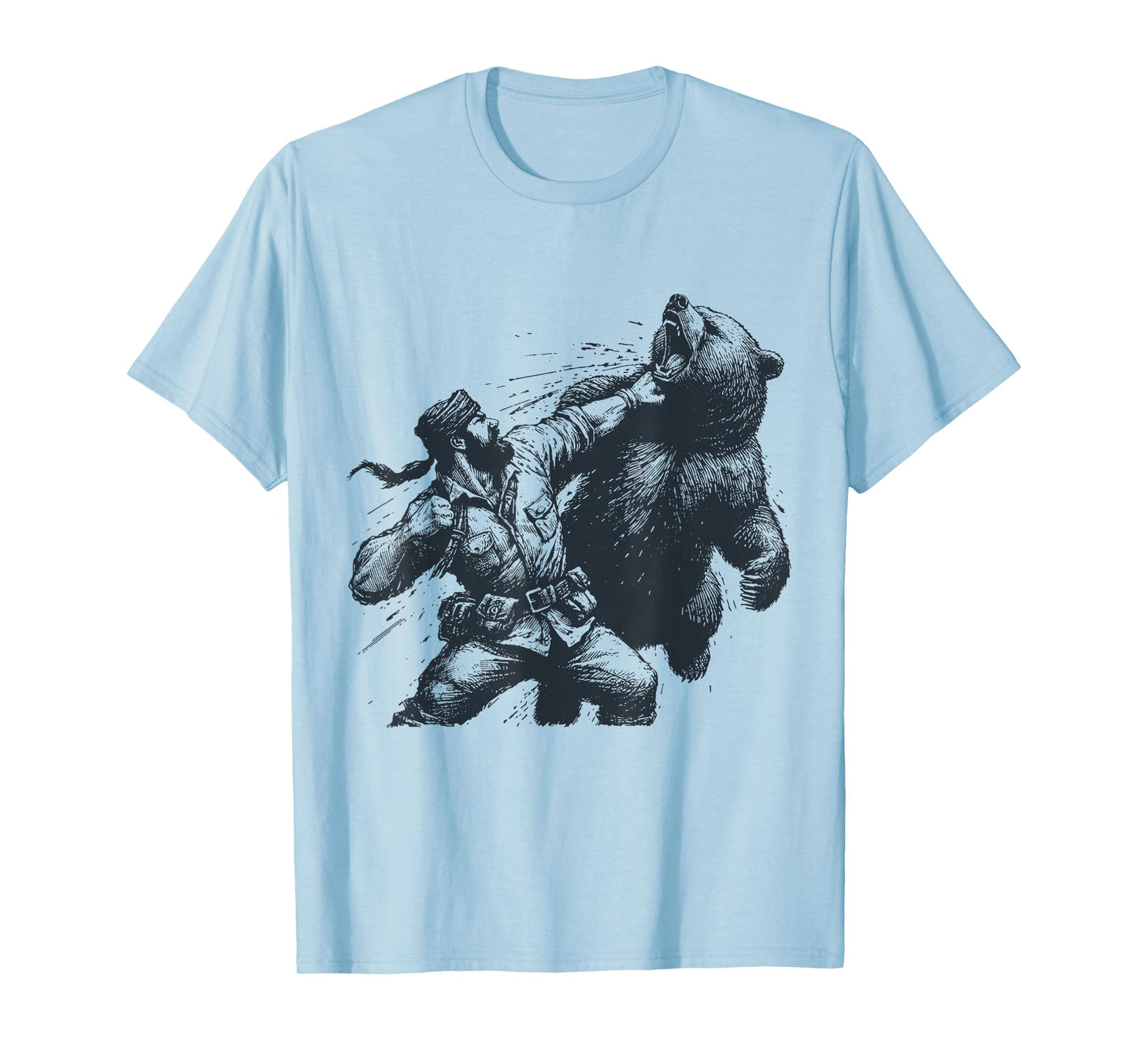 Bear Funny Man Punching Bear Retro Vintage Hunting Camping T-Shirt