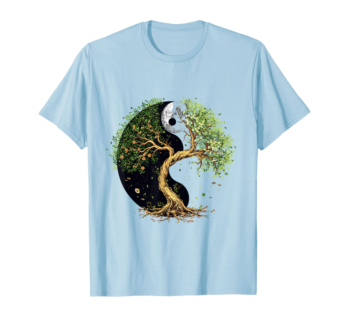 SoulVibes Creations Tree of Balance Yin and Yang T-Shirt, Small, White