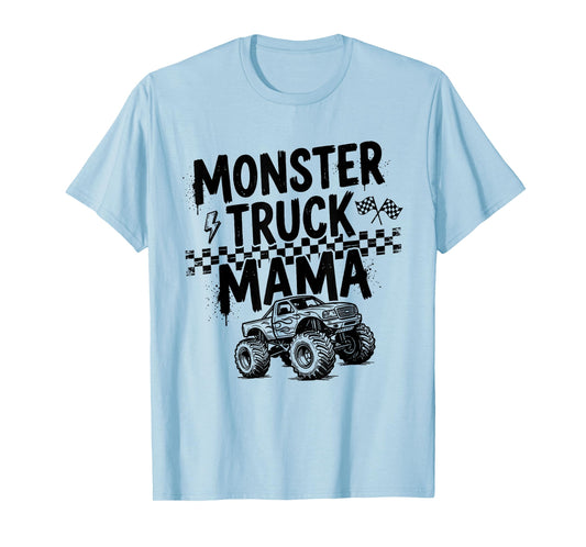 Monster Truck Mama Checkered Mothers Day Mom Birthday Women T-Shirt