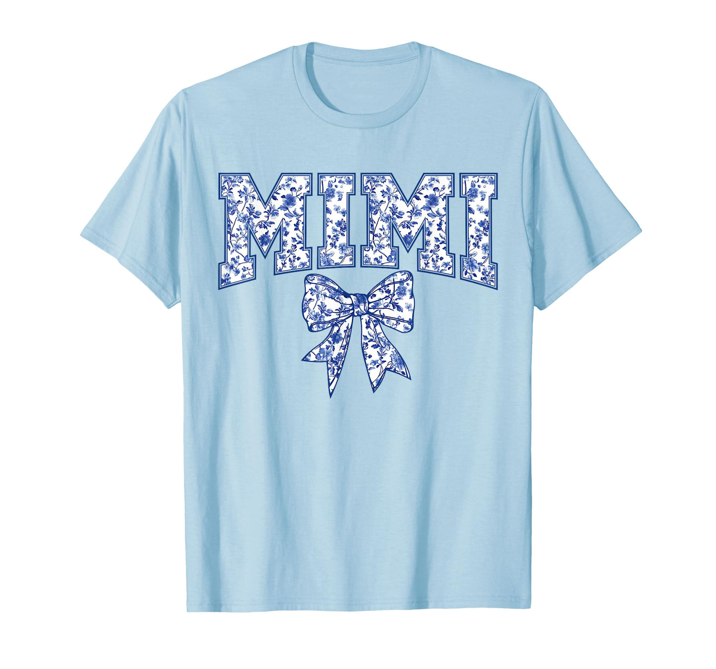 Mimi Coquette Toile Blue Bow Floral Mother's Day Family T-Shirt