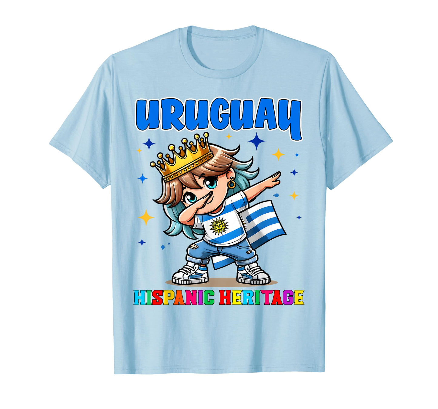 Uruguay Dabbing Girl Hispanic Heritage Celebration for Kids T-Shirt