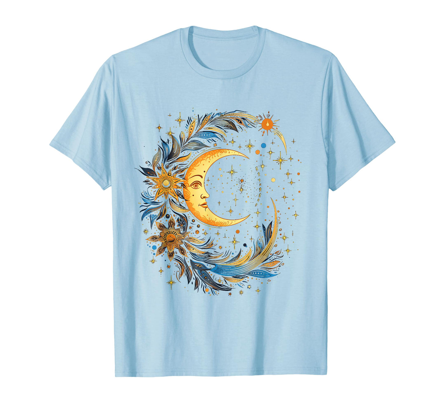 mystic sun and moon woman mystical flowers aesthetic T-Shirt