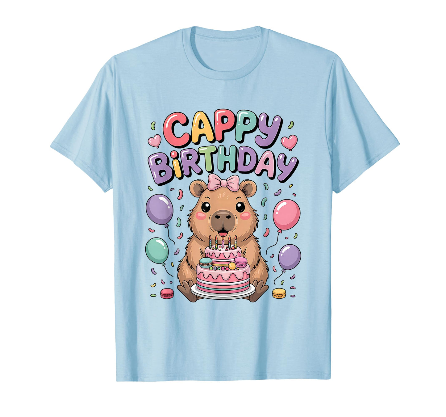 Capybara Birthday Girl Capybara Animal Lovers Bow Party T-Shirt