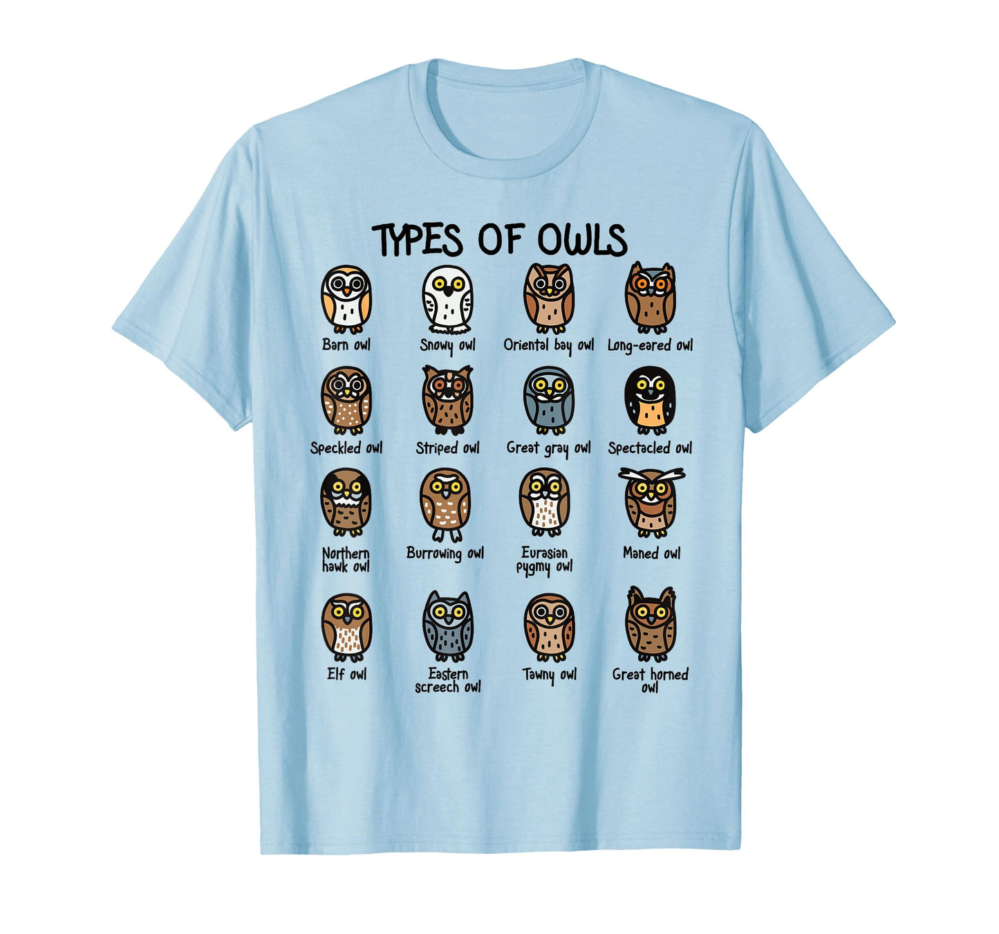 Types of Owls Collection For Cute Owl Lover T-Shirt