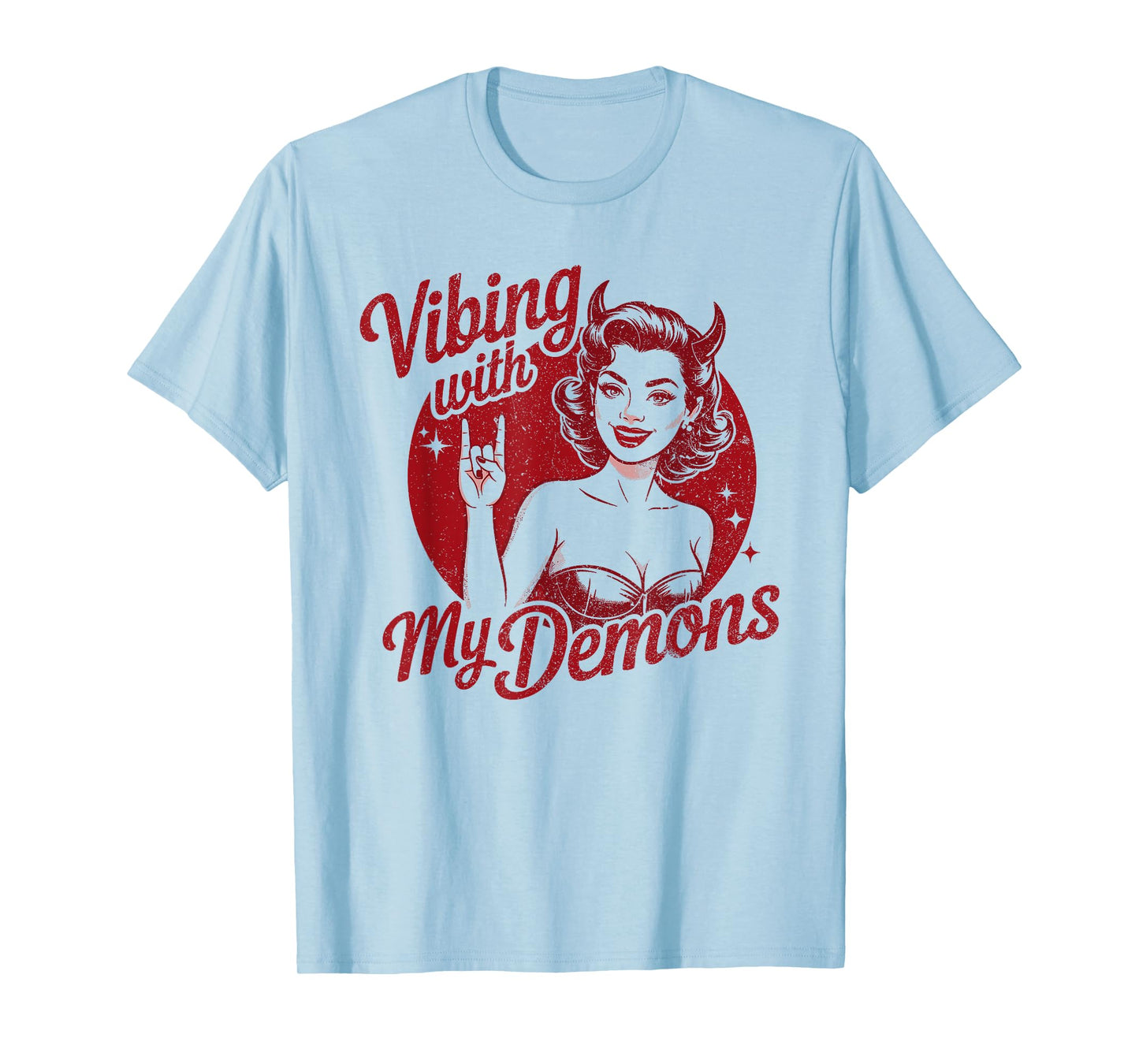 Vibing with My Demons Retro Devil Girl T-Shirt