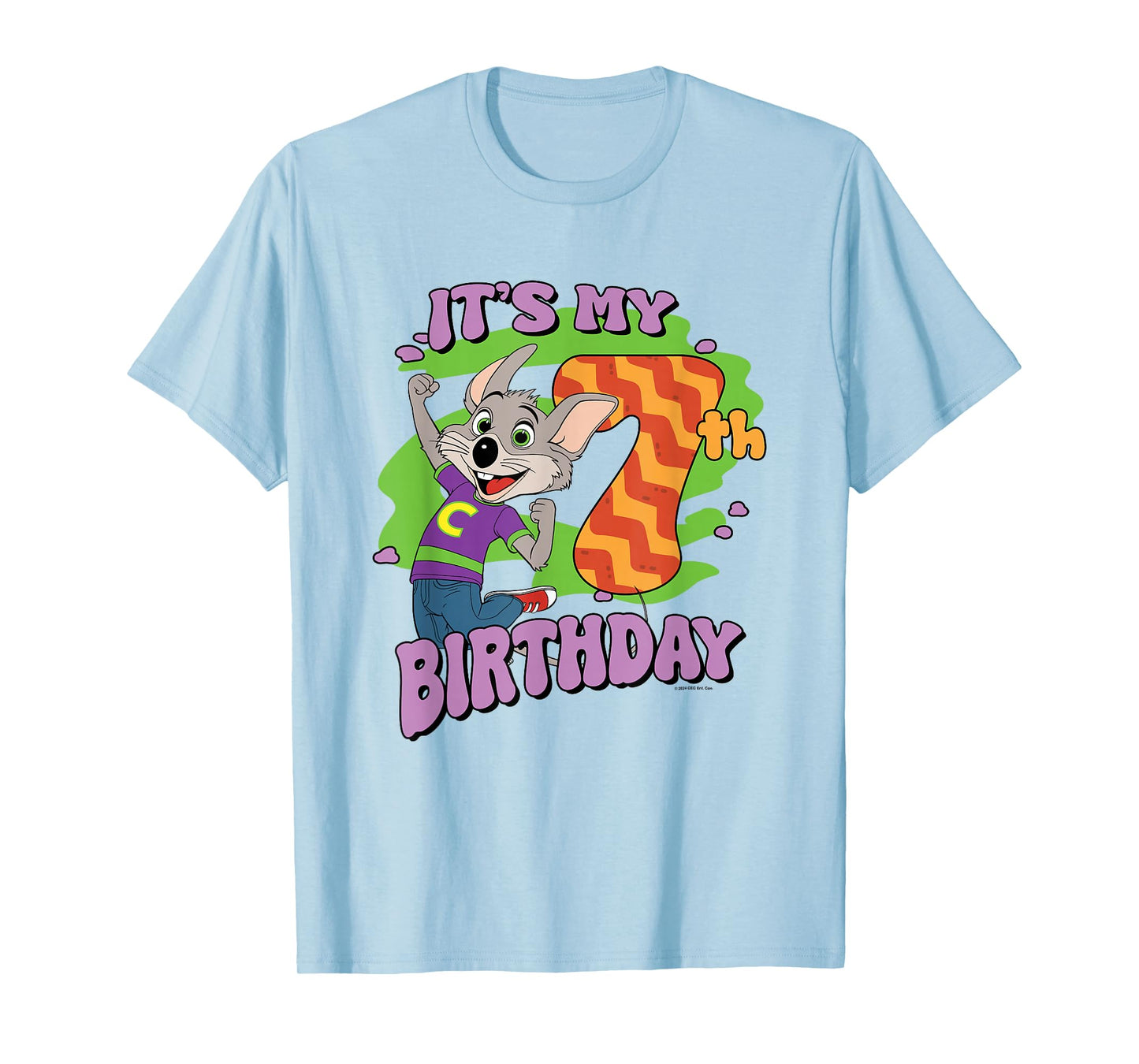 Chuck E. Cheese It's My 7th Birthday Happy Chuck Chest Logo T-Shirt