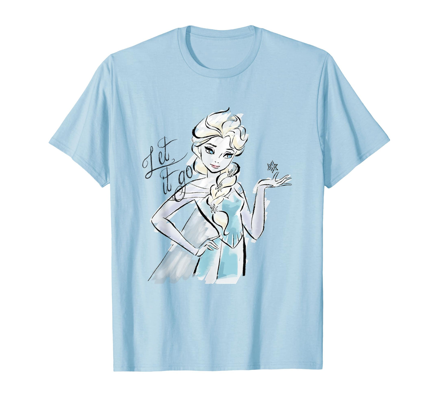 Disney Frozen Let It Go Elsa Vintage Sketch Outline T-Shirt