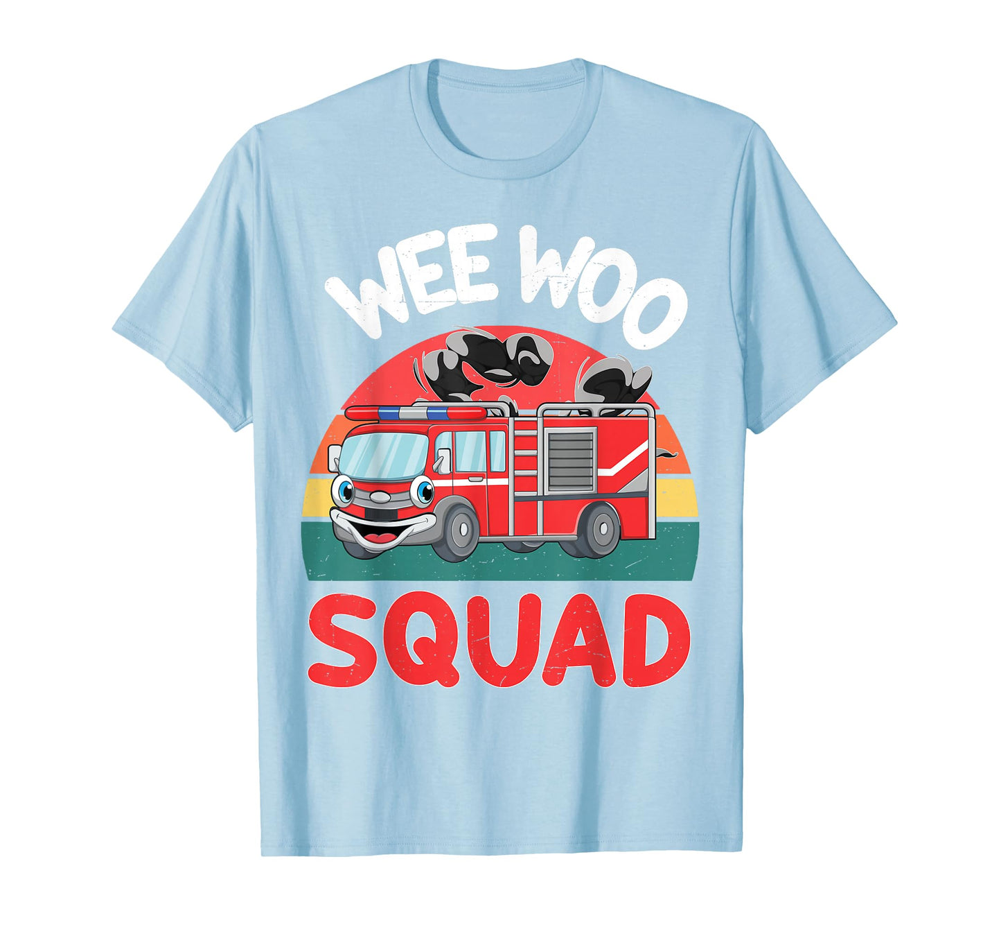 Toddler Wee Woo Squad Funny Firefighter Fireman Fire Truck T-Shirt