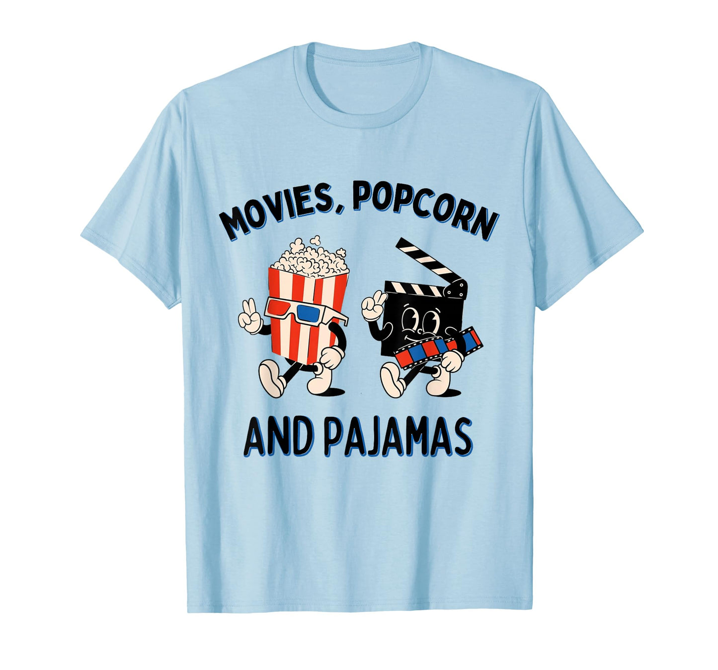 Movies Popcorn And Pajamas Popcorn Movie Night T-Shirt