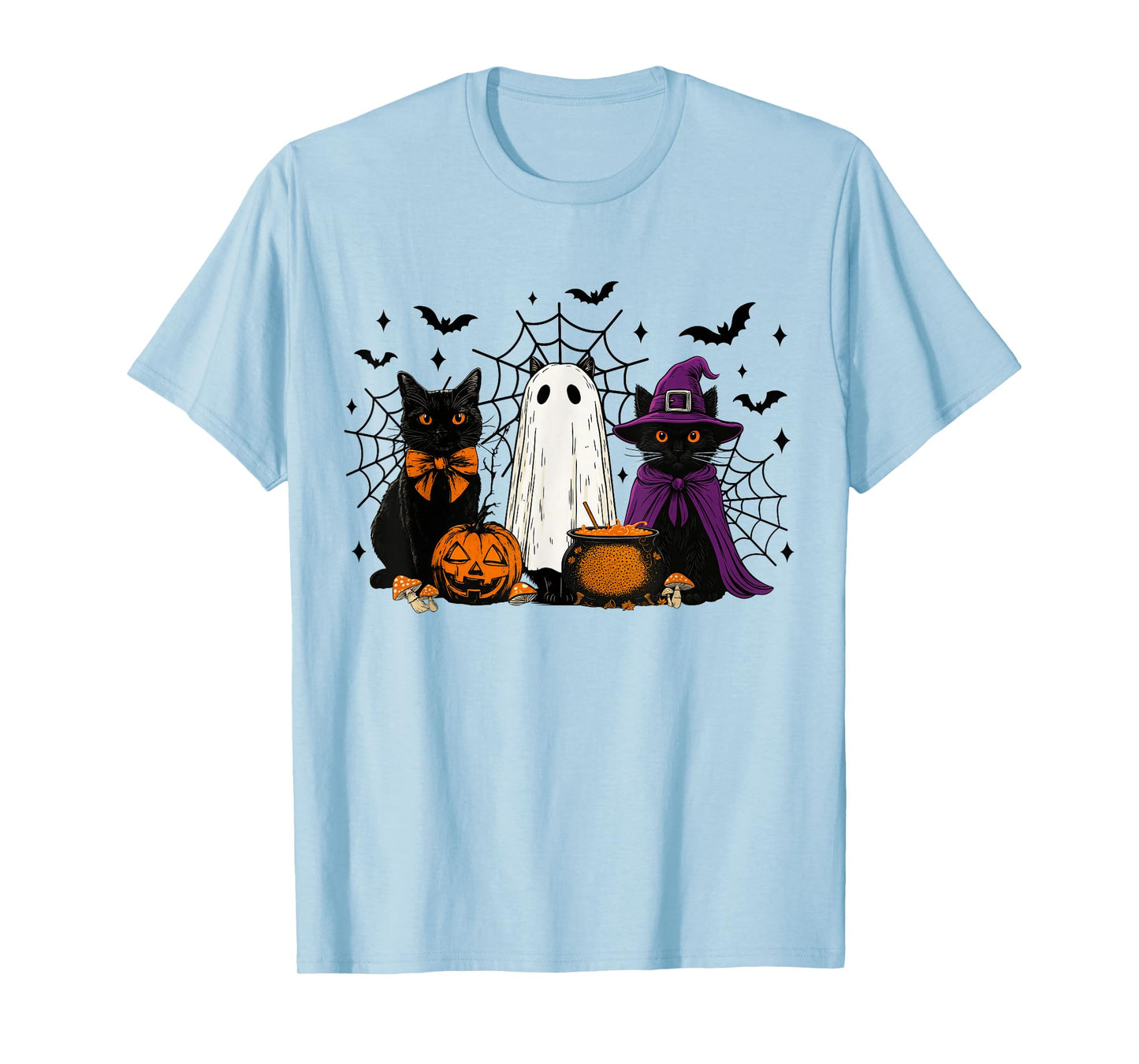 Spooky Witch Black Cat Halloween Pumpkin for Men Women Kids T-Shirt