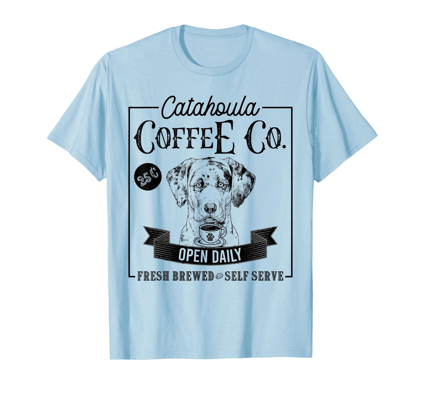 Retro Catahoula Leopard Dog Coffee Funny Dog Coffee Lover T-Shirt for Men Women Girls Kids