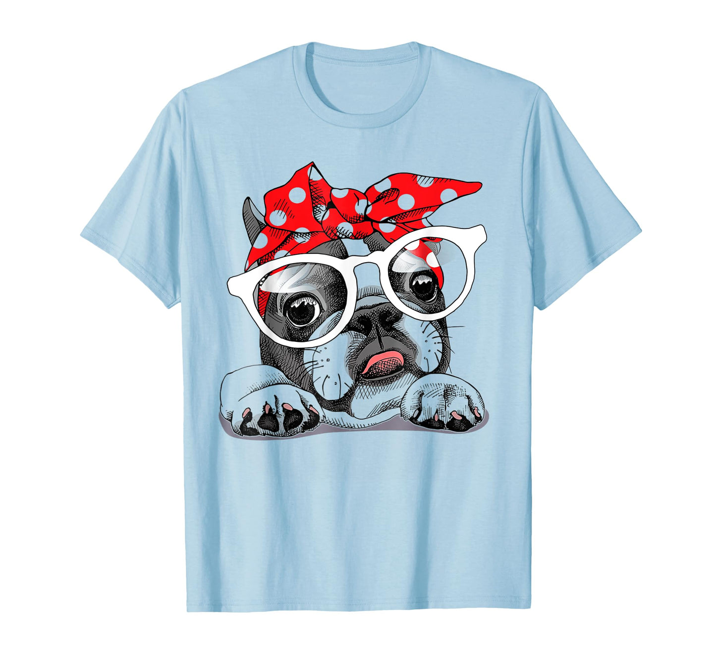 Cute French Bulldog Colorful Headband And Glasses T-Shirt