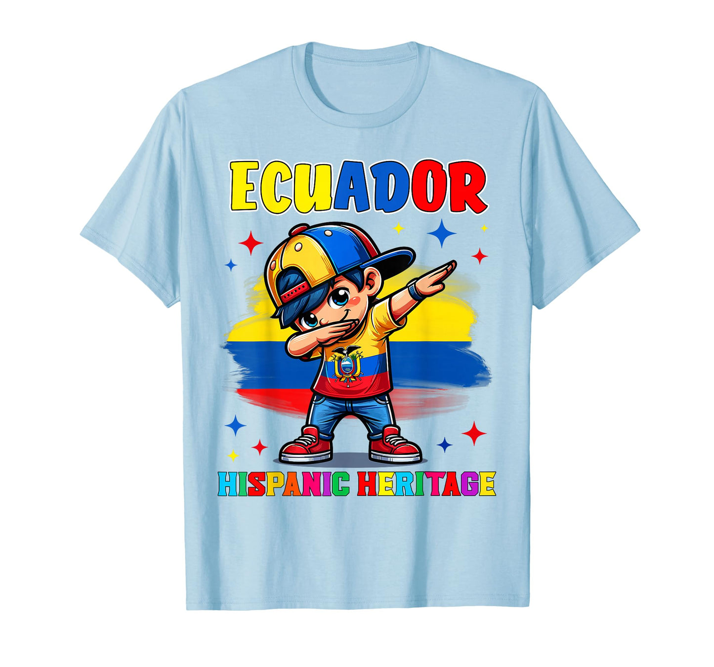 Hispanic Heritage Month Ecuador Flag Dab Kid for Kids T-Shirt