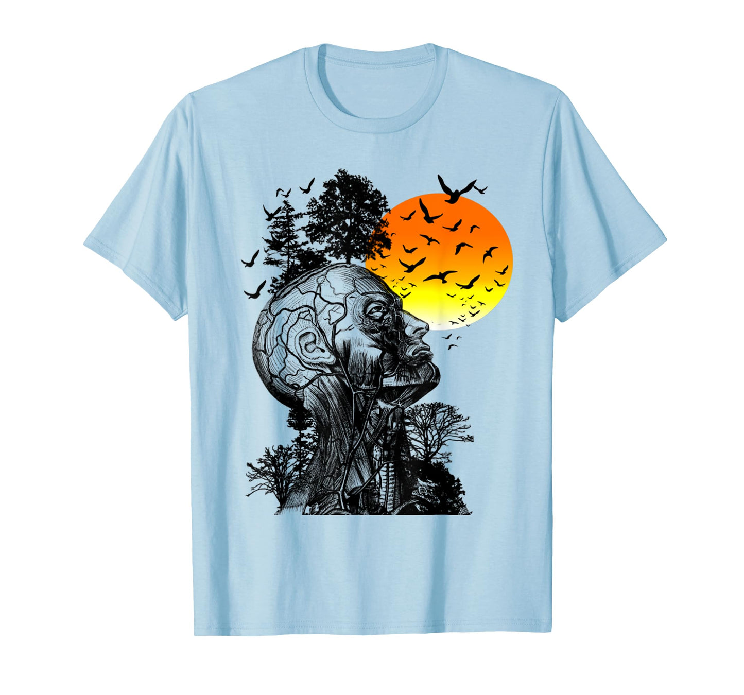 Vintage Funny Hangover Human Tree Retro Artistic Sunset T-Shirt