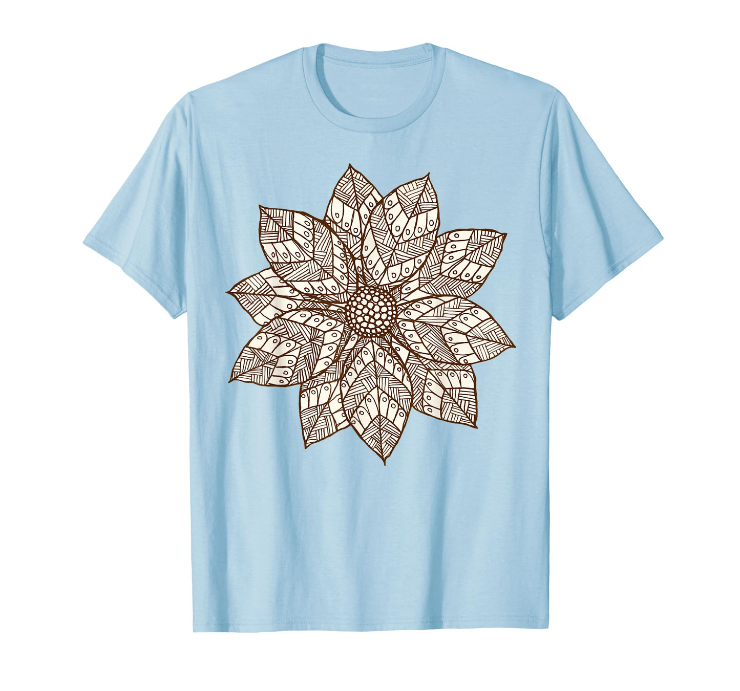 Brown & White Mandala Flower Yoga Sacred Mantra Geometry T-Shirt