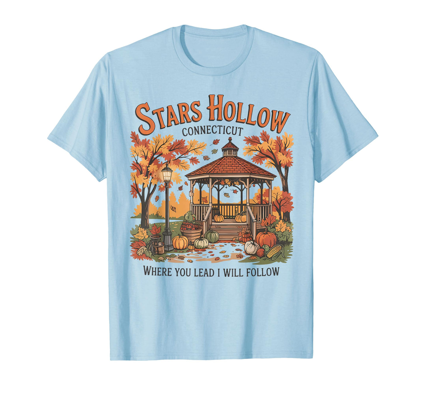 Stars Hollow Pumpkin Thanksgiving Autumn Fall Y'all Leaves T-Shirt
