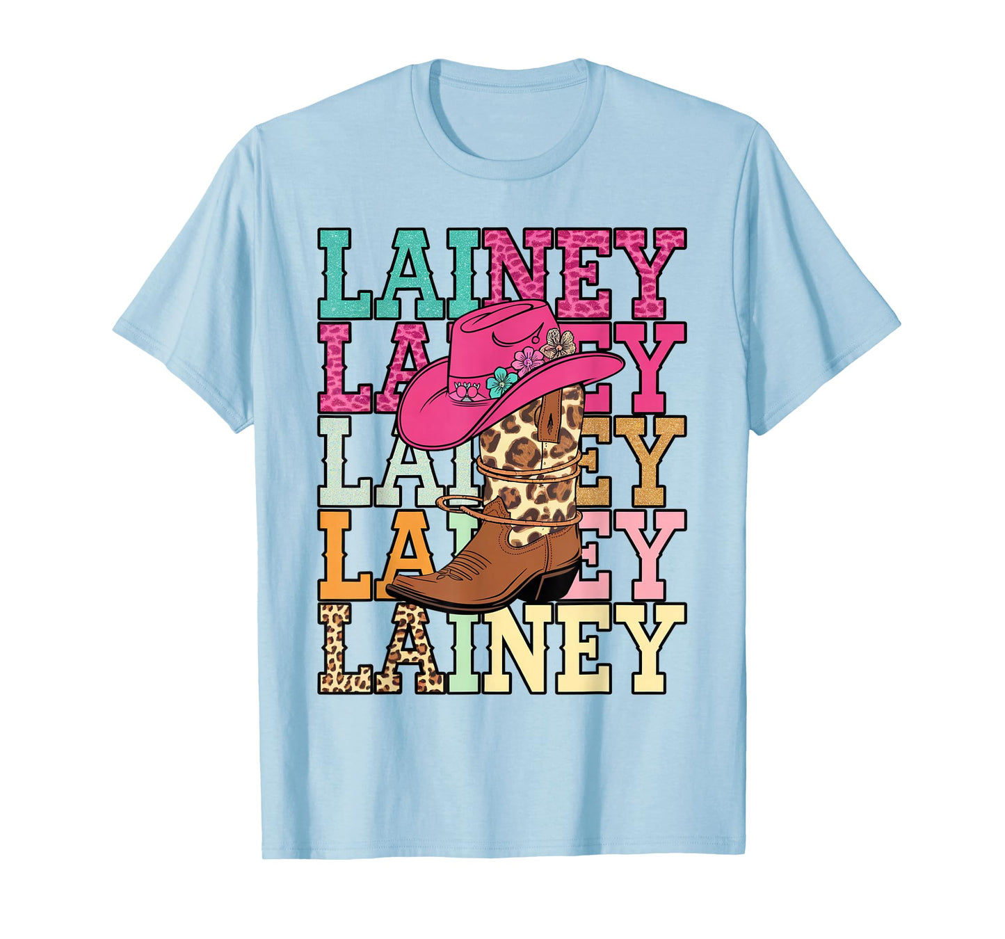 Western Cowgirl Lainey First Name Personalized Black Unisex T-Shirt