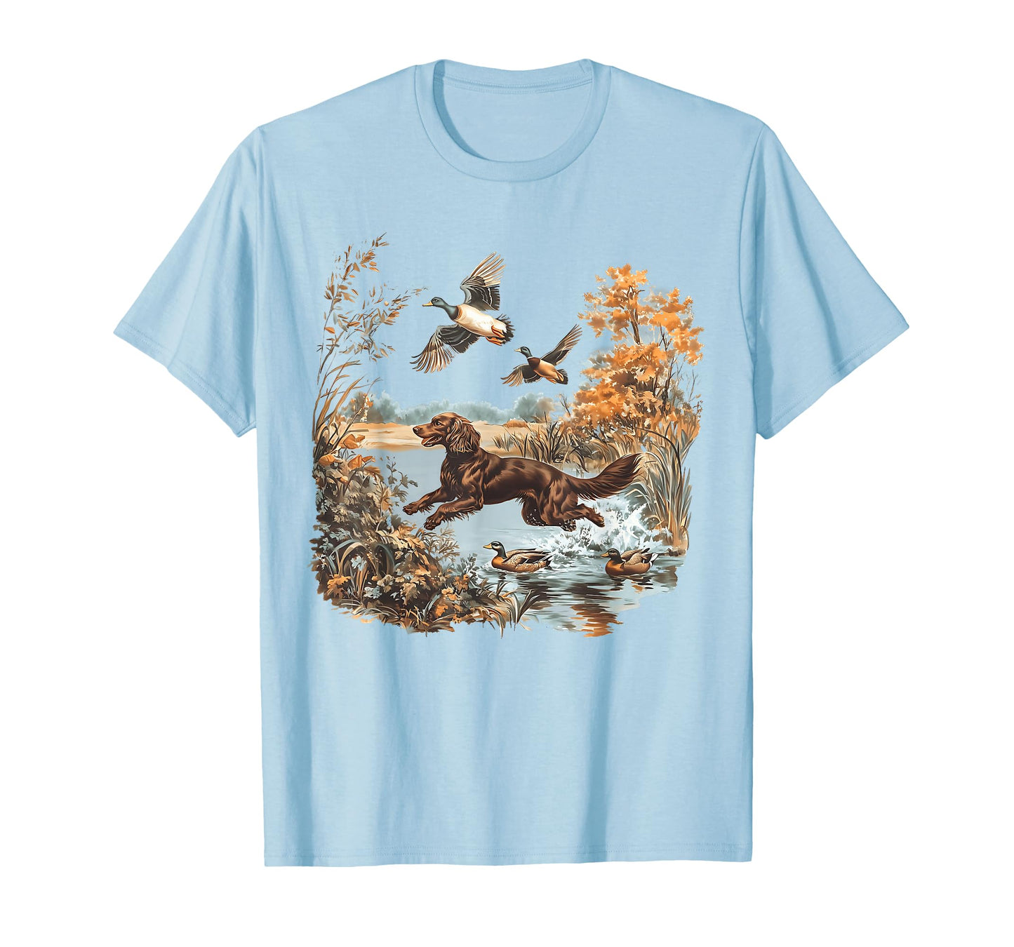 Vintage Retro Boykin Spaniel Hunting Mallard Ducks Hunter T-Shirt