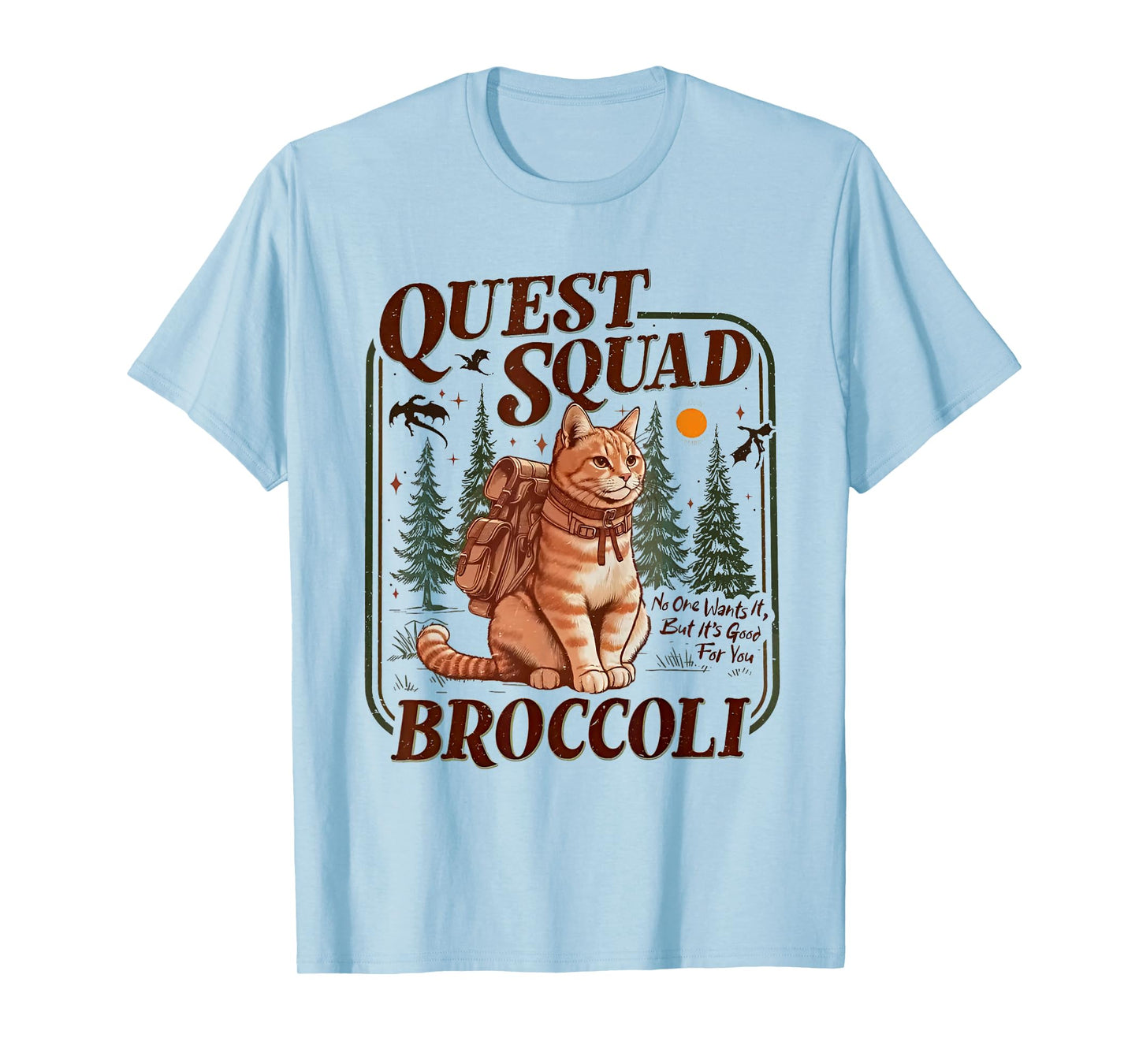 Quest Fantasy Squad Broccoli Funny Cat T-Shirt