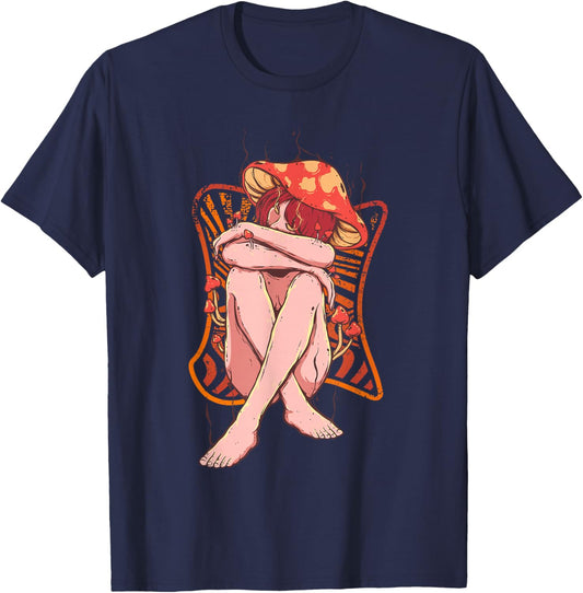 Mushroom Lady Cottagecore Shroom Foraging Mushroom Lover T-Shirt - T-Shirt | Navy
