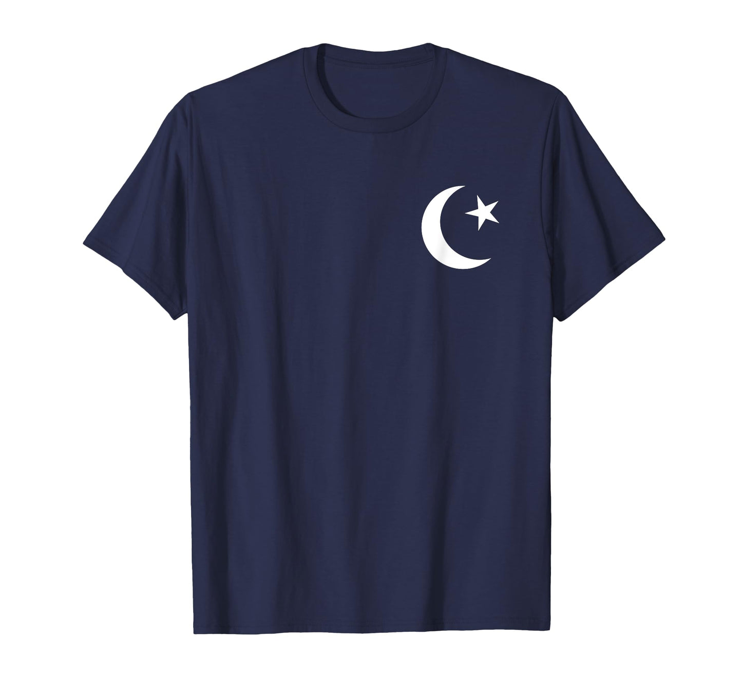 White Symbol of Islam Crescent Moon and Star Minimalist T-Shirt