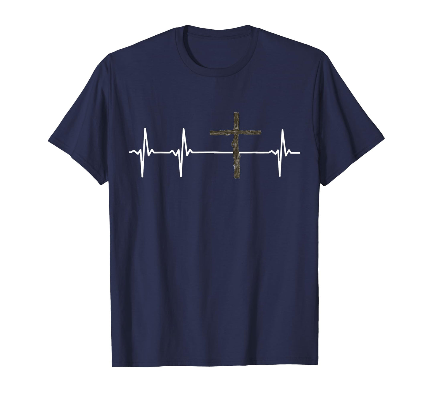 Cross with EKG Heart Rate Display Faith Christian T-Shirt