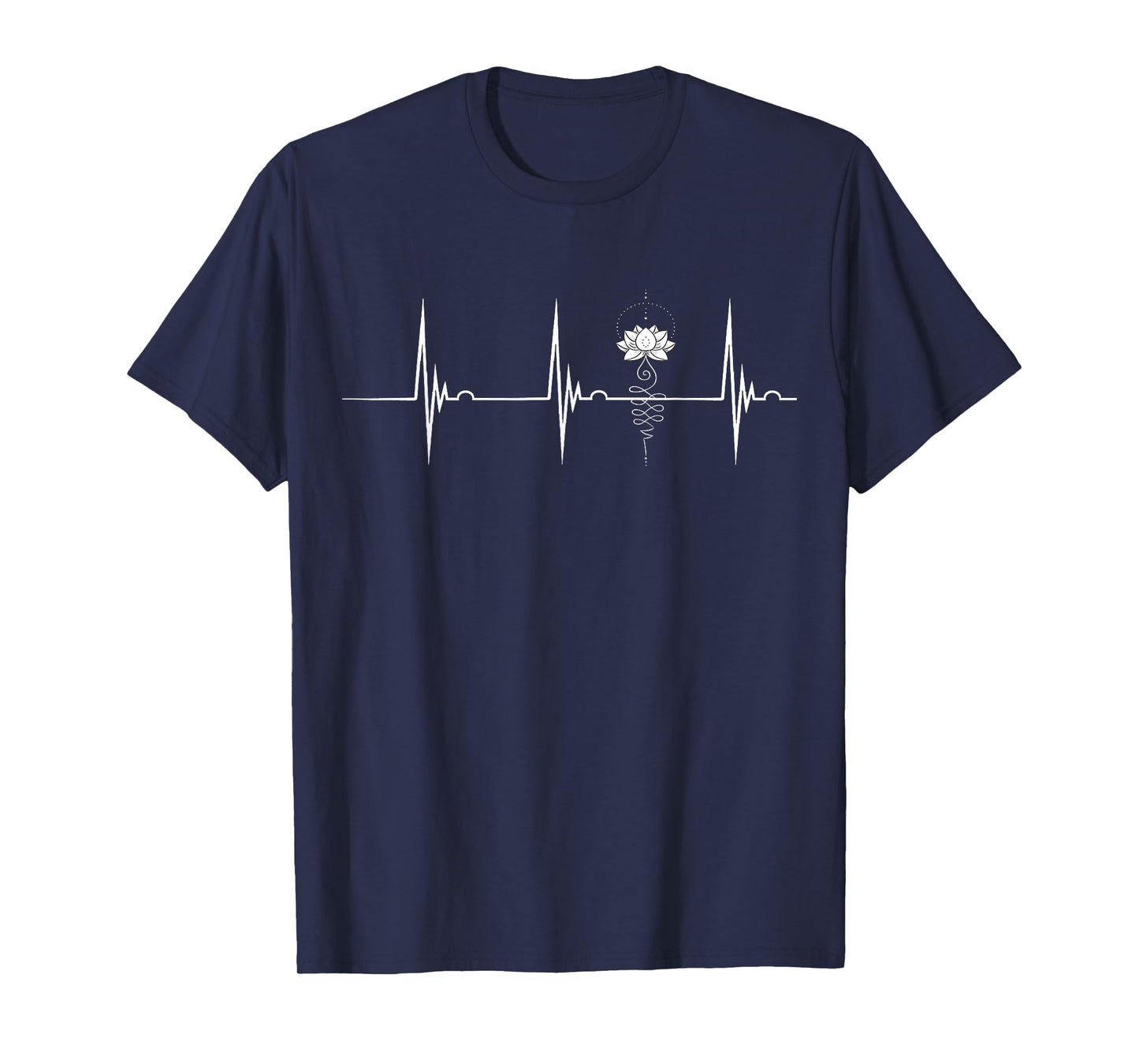 Unalome Tattoo Heartbeat ECG Pulse Lotus Flower Tree Zen Yoga T-Shirt