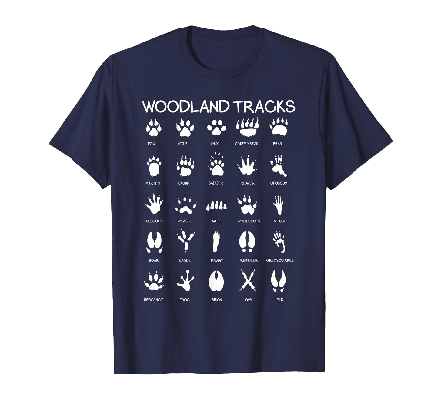Nature Explorer Animal Track Paws Hunt Designs Animal Track Footprints Woodland Theme Nursery House Decor Illustration T-Shirt