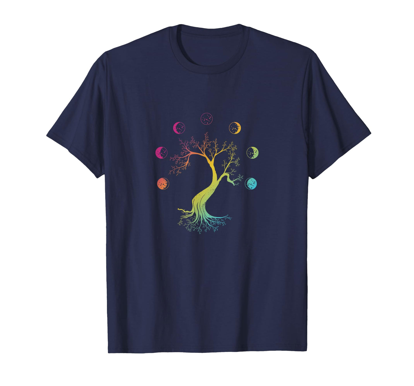 Multicolored Moon-phases Tree Moon-phases Peace T-Shirt