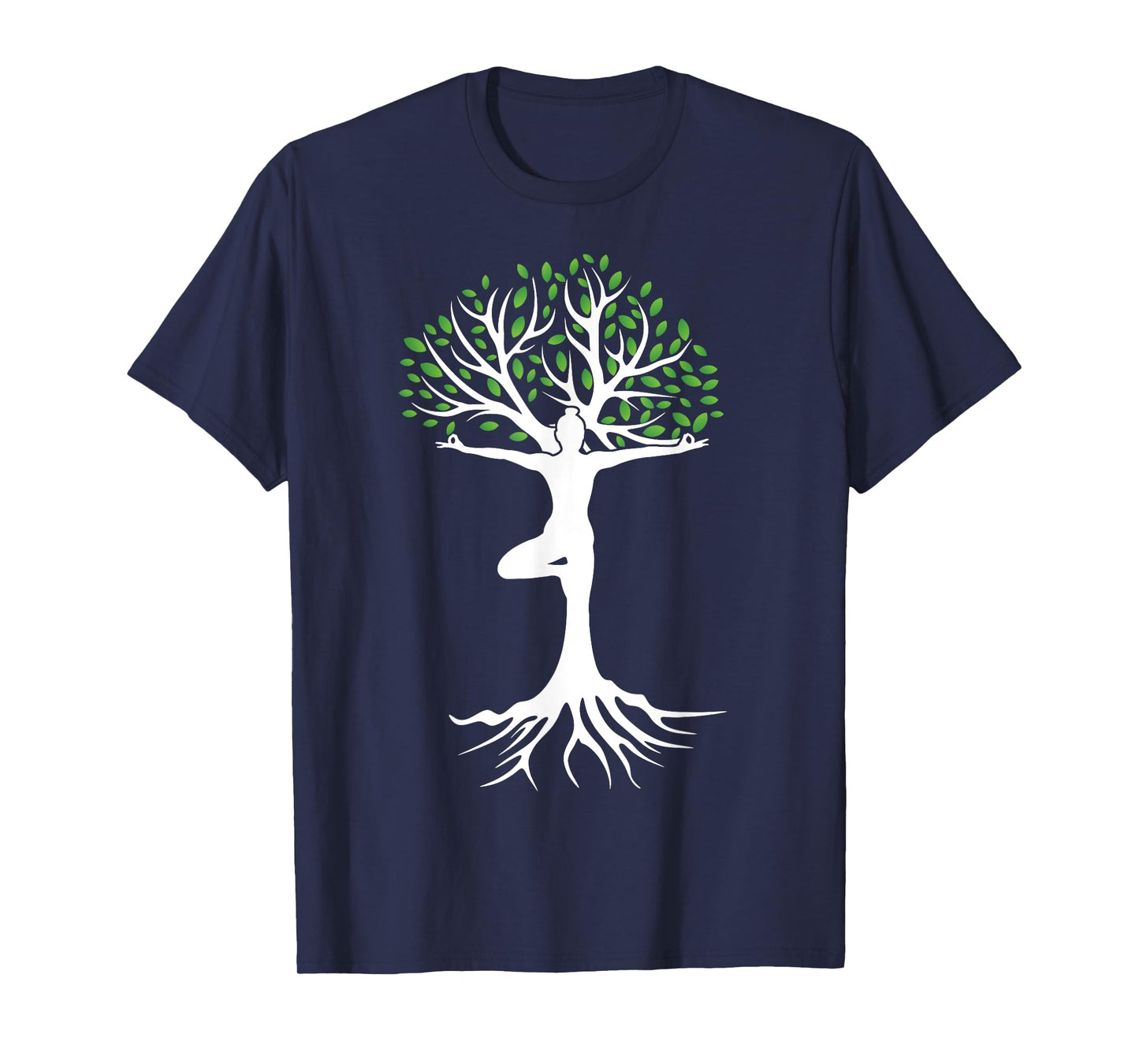 Zen Tree-Pose with Leaves Branches and Roots Yoga Namaste T-Shirt