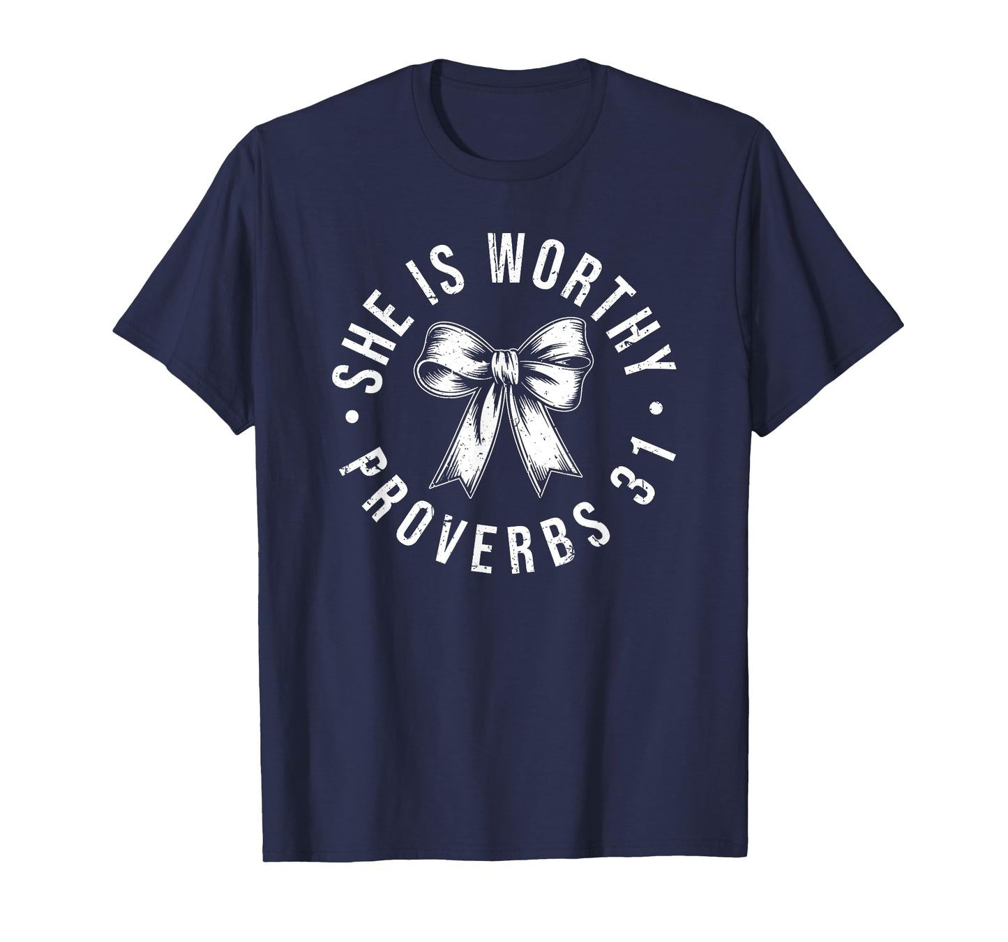 She Is Worthy, She is Worthy Bow, Christian Coquette Girly T-Shirt