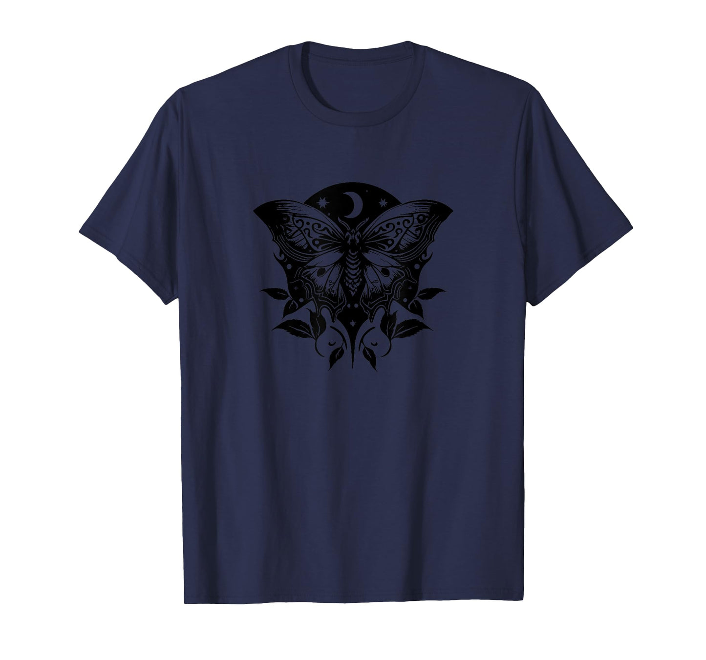 Moth, moon, butterfly, leafs, stars, goth, magic, mystic, T-Shirt