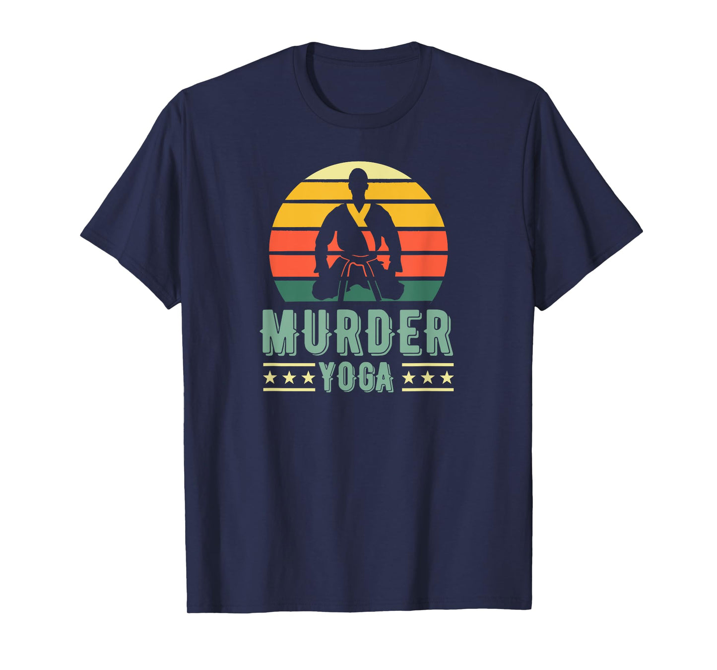 Jiu Jitsu Murder Yoga Vintage Sunset Funny Brazilian BJJ T-Shirt
