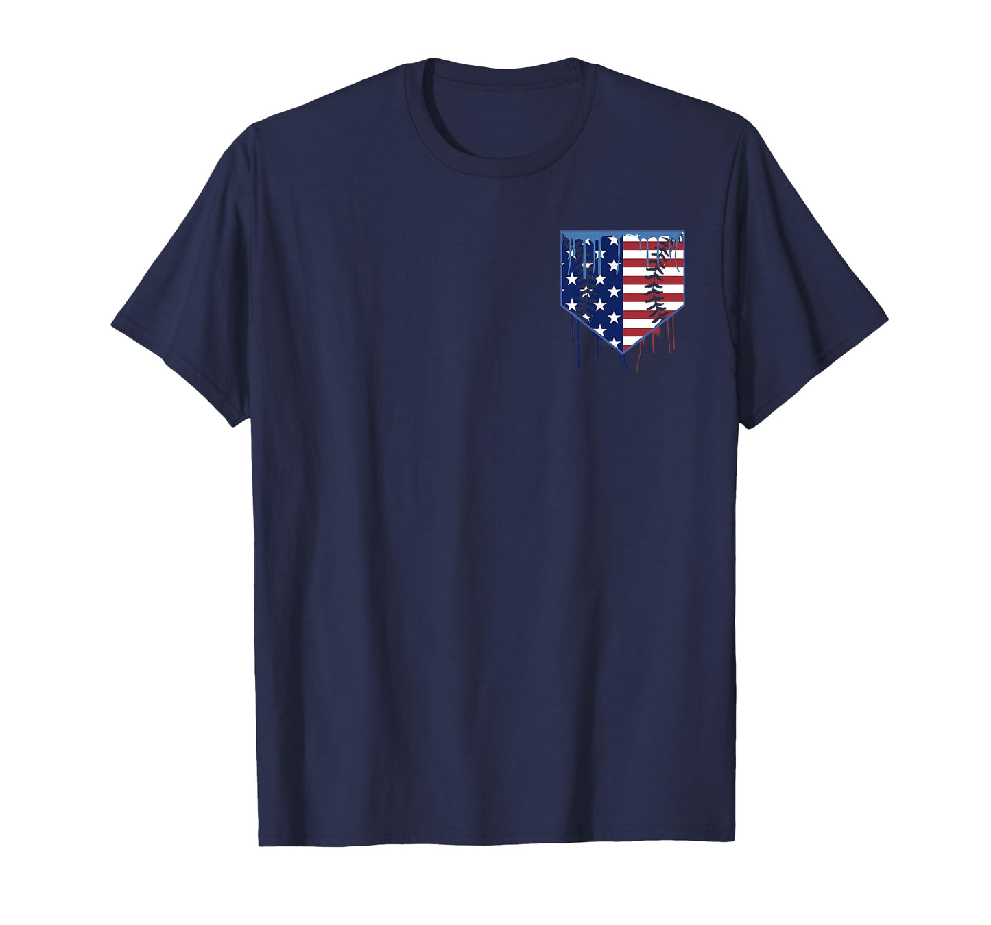 Baseball Drip Memorial Day Patriotic American Flag (2 Sides) T-Shirt