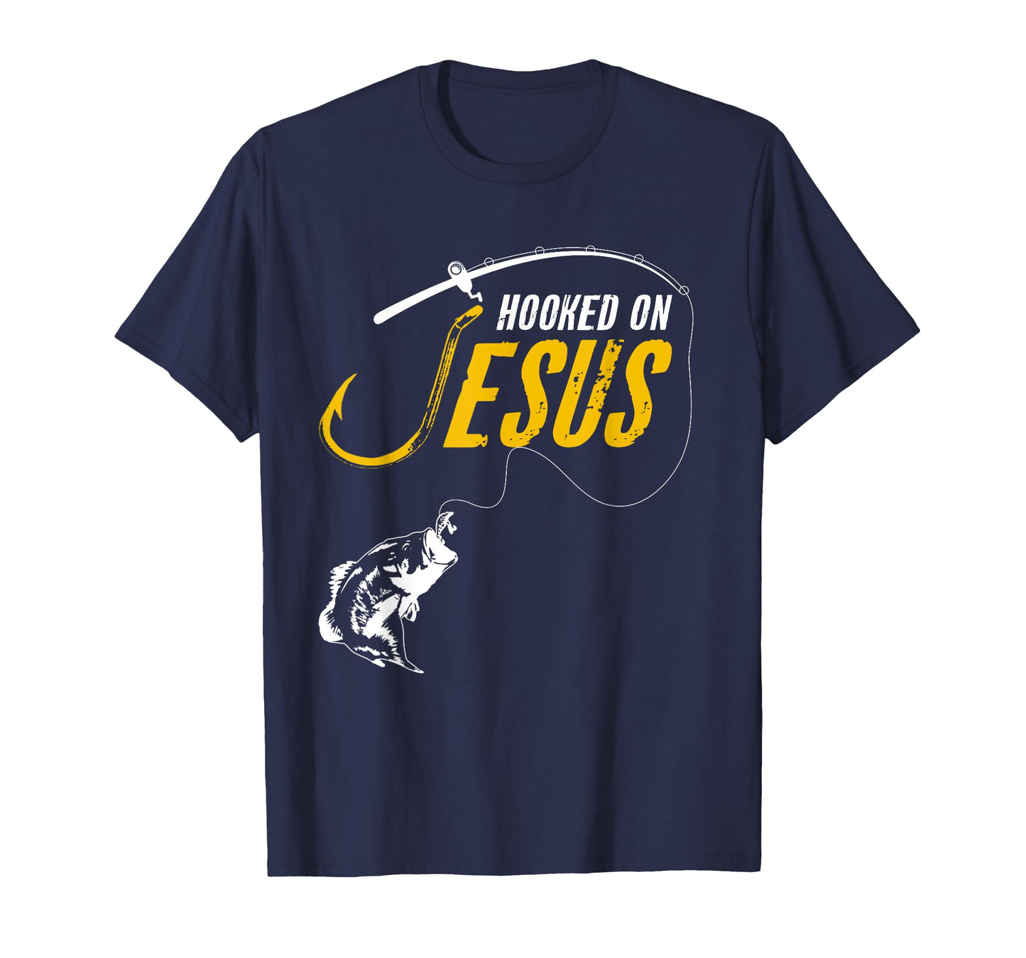 Hooked on Jesus Funny Christian Fishing T-Shirt