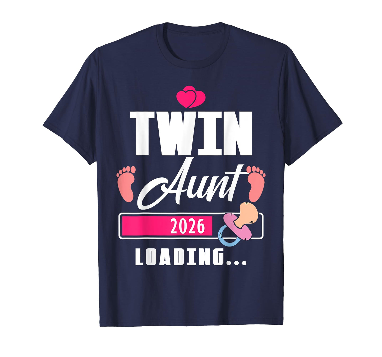 Twin Aunt Loading 2026 Funny Baby Girl Reveal Family Match T-Shirt