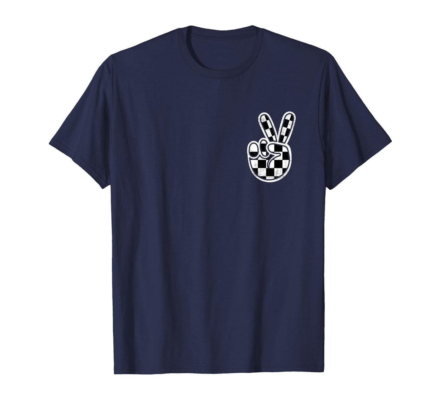 Checkered Peace Sign Hand Racing Flag Race Car Boys Pocket T-Shirt