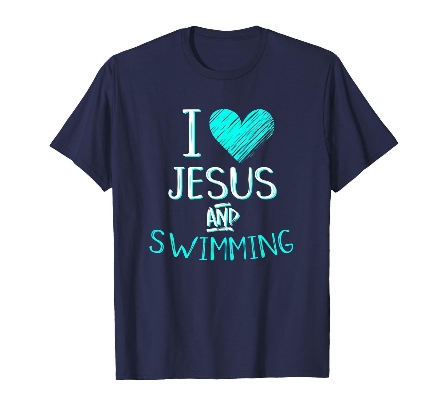 I Love Jesus And Swimming Christian Swimmer Birthday Gift T-Shirt