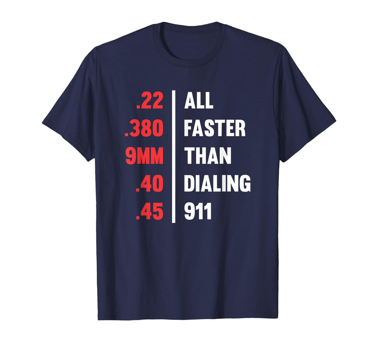 Bullets All Faster Than Dialing 911 .22 .380 9mm .45 T-Shirt T-Shirt