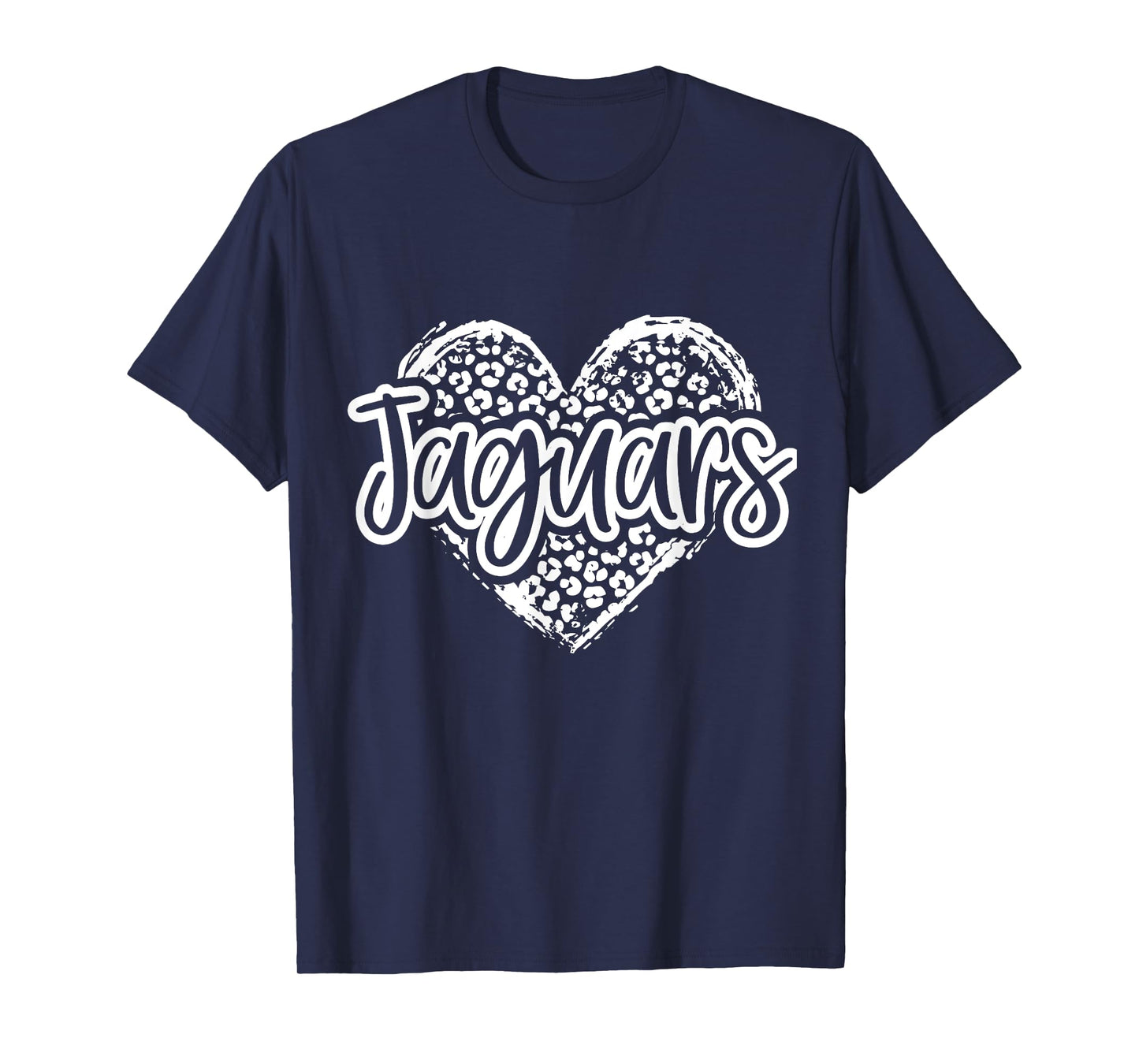 Leopard Cheetah Heart JAGUARS School Spirit Top Distressed T-Shirt