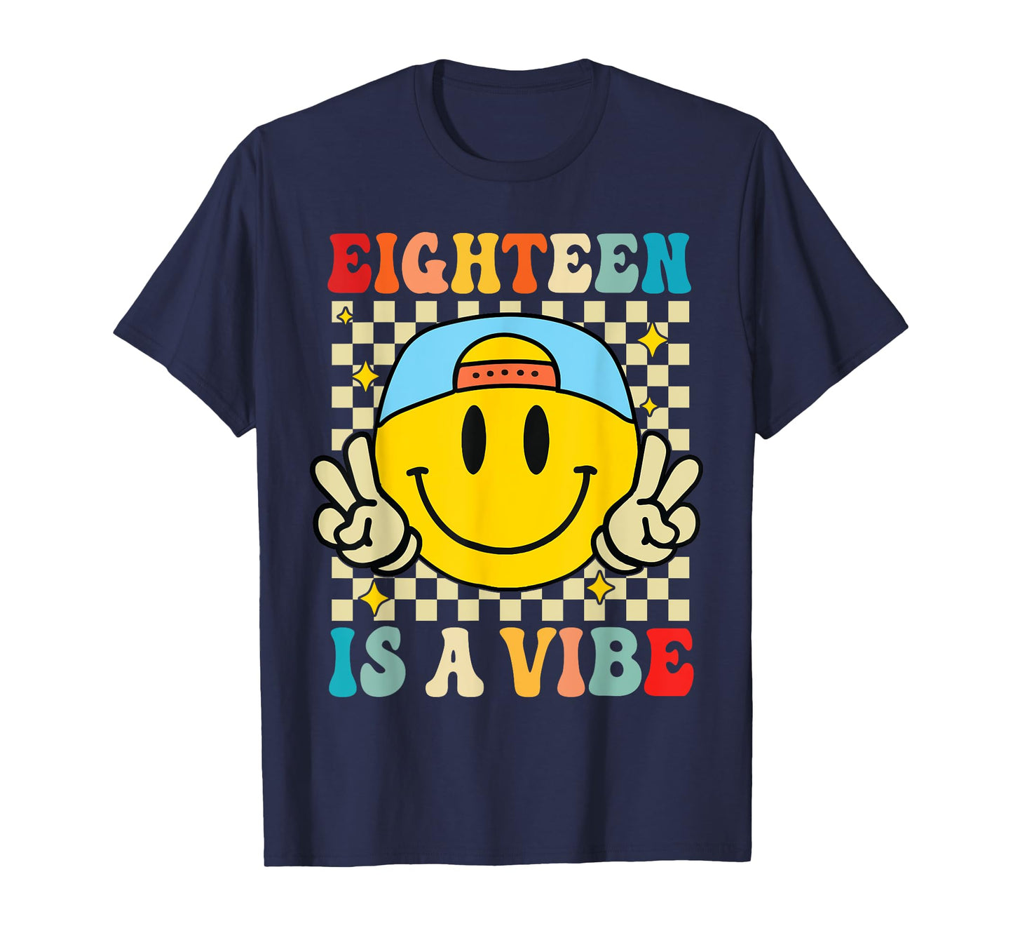 Eighteen is A Vibe 18th Birthday Groovy Boys 18 Years Old T-Shirt