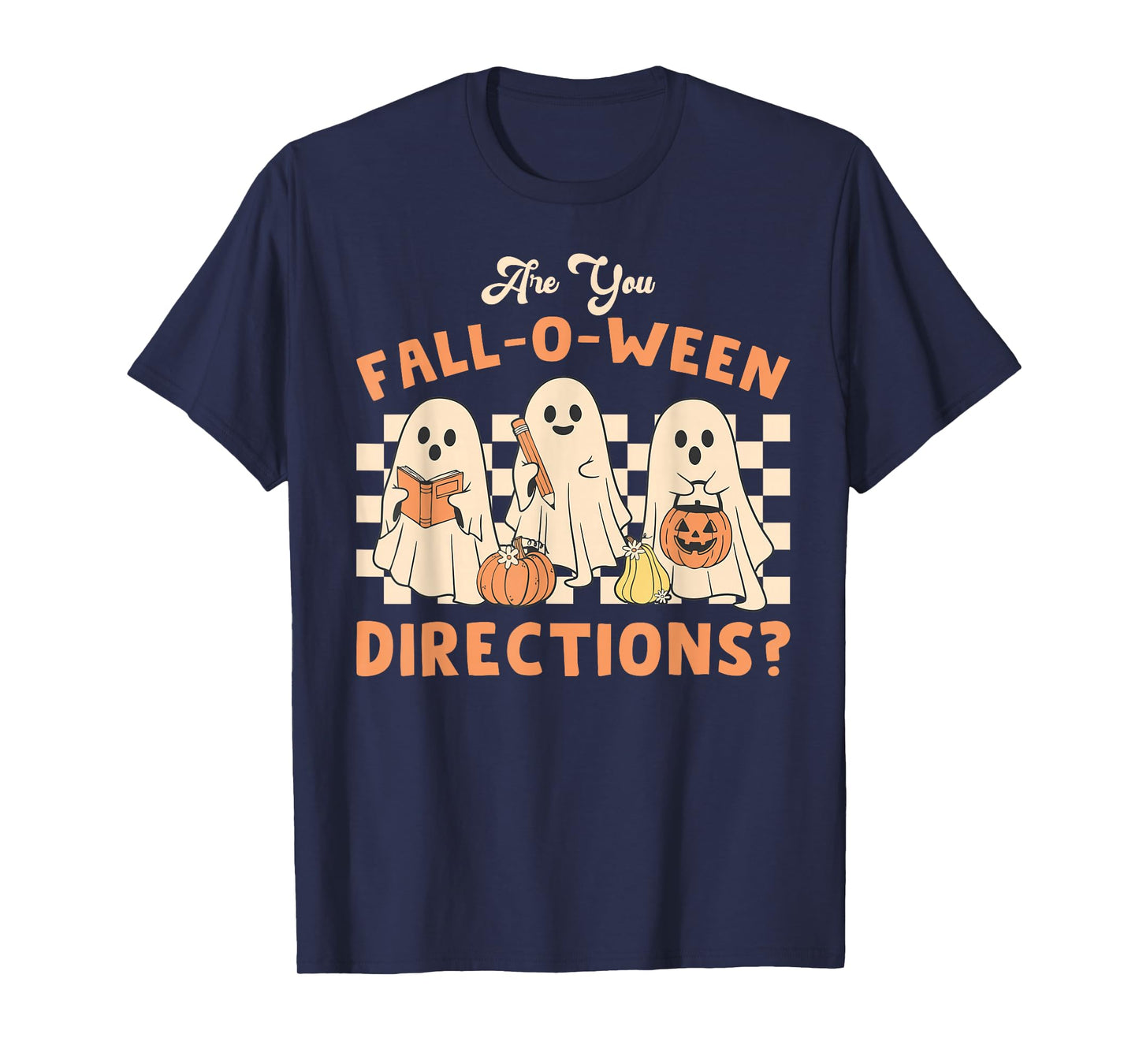 Retro are You Fall O Ween Directions Teacher Halloween Ghost T-Shirt