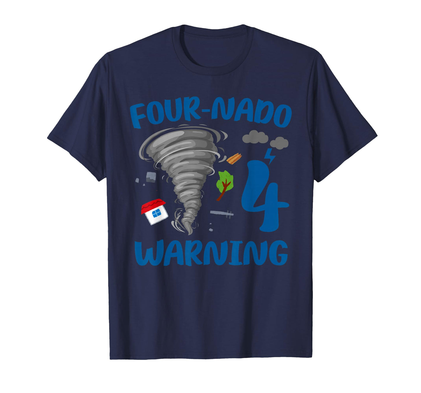 Kids Four-nado Warning 4th Birthday Party Theme Tornado Boy T-Shirt
